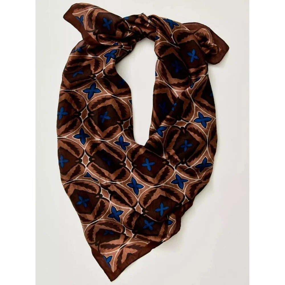Free People So Silk Printed Bandana Scarf Tube Top Belt Floral Paisley Wrap OS